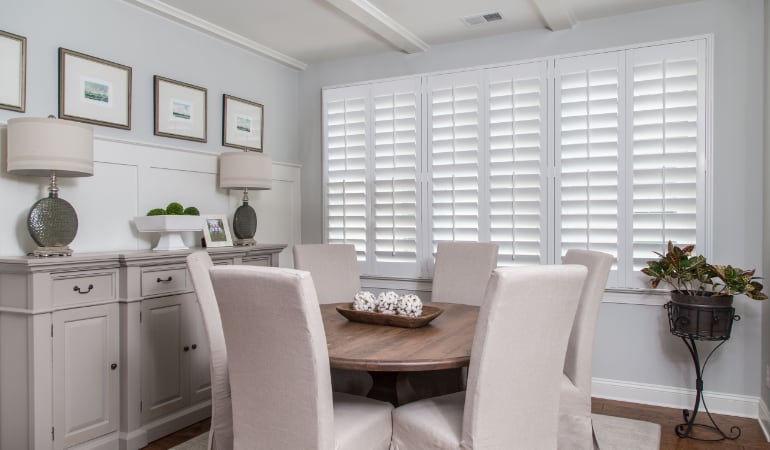  Plantation shutters in a New Brunswick dining room.